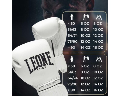 Боксерські рукавички Leone GN111 The Greatest White 10 унцій (GN111_White_10oz)