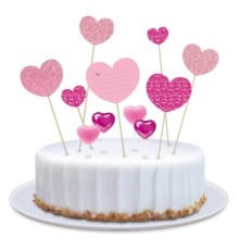 Свічка Maxi 4 шт. 7 топерів з паперовими серцями на торт (MX382)