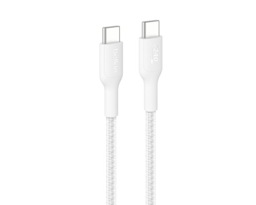 Дата кабель USB-C to USB-C 1.0m 240W white Belkin (CAB025HQ1MWH)