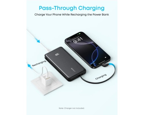 Батарея універсальна Anker 10000mAh, 22.5W, Built-In USB-C Cable, black (A110DH11)