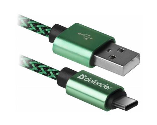 Дата кабель USB 2.0 AM to Type-C 1.0m USB09-03T PRO green Defender (87816)