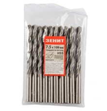 Свердло Зеніт HSS по металу 7.5х109 мм (10 шт) (30300075)