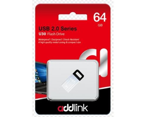 USB флеш накопичувач AddLink 64GB U30 Silver USB 2.0 (ad64GBU30S2) 