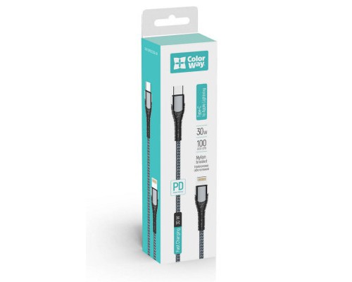 Дата кабель USB-C to Lightning 1.0m ColorWay (CW-CBPDCL033-GR)
