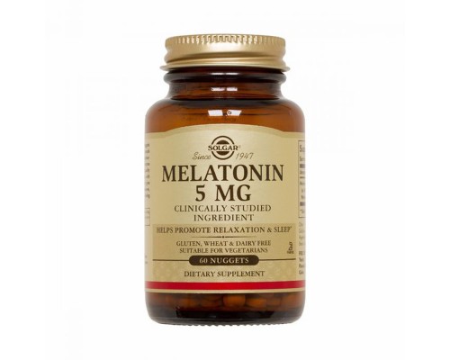 Амінокислота Solgar Мелатонін Melatonin, 5 мг, 60 жувальніх таблеток (SOL01936)