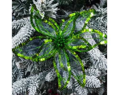 Ялинкова іграшка YES! Fun квітка пуансетії Розкіш напівпрозора зелена, 23*23см (750302)