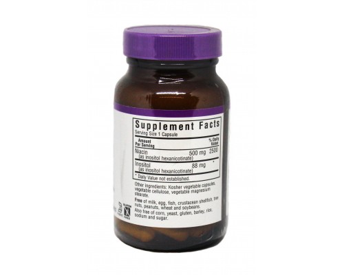 Вітамін Bluebonnet Nutrition Ніацин без інфузату (В3) 500мг, 60 гелевих капсул (BLB0462)