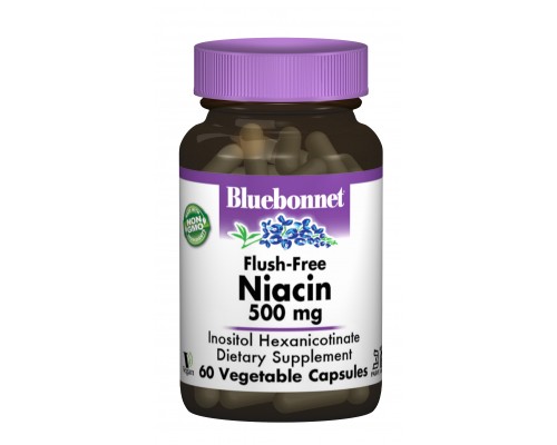 Вітамін Bluebonnet Nutrition Ніацин без інфузату (В3) 500мг, 60 гелевих капсул (BLB0462)