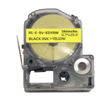 Стрічка для принтера етикеток UKRMARK RL-E-Sv-K5YBW-BK/YE, аналог LK5YBW. підвищеної адгезії. 18 м (900285)