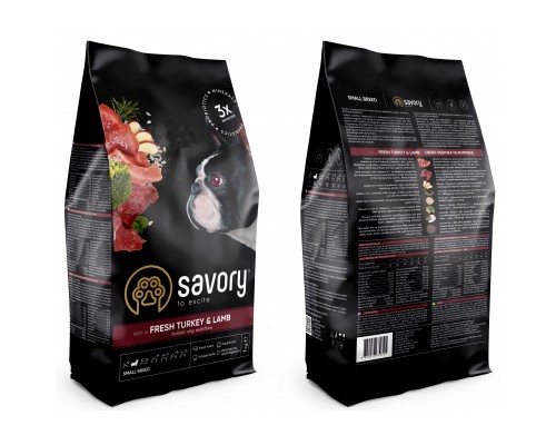 Сухий корм для собак Savory Small Breed rich in Fresh Turkey and Lamb 1 кг (4820232630341)
