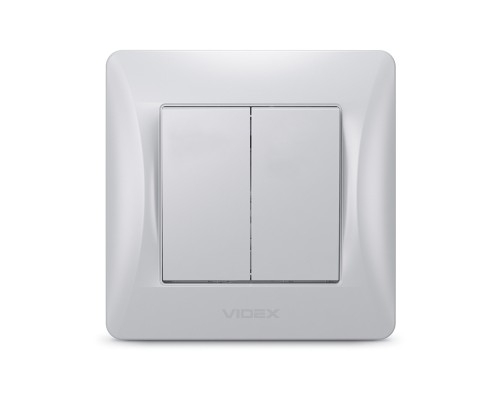 Вимикач Videx BINERA 2кл срібний шовк (VF-BNSW2-SS)