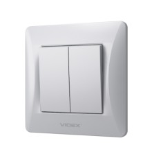 Вимикач Videx BINERA 2кл срібний шовк (VF-BNSW2-SS)