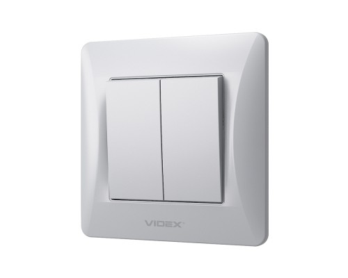 Вимикач Videx BINERA 2кл срібний шовк (VF-BNSW2-SS)