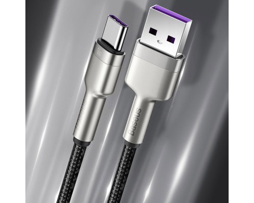 Дата кабель USB 3.1 AM to Type-C 0.25m CAKF 6.0A 66W Cafule Series Metal Data Cable Black Baseus (CAKF000001)