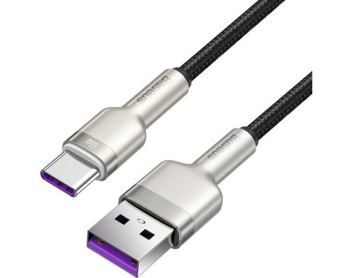 Дата кабель USB 3.1 AM to Type-C 0.25m CAKF 6.0A 66W Cafule Series Metal Data Cable Black Baseus (CAKF000001)