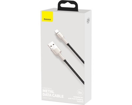 Дата кабель USB 3.1 AM to Type-C 0.25m CAKF 6.0A 66W Cafule Series Metal Data Cable Black Baseus (CAKF000001)
