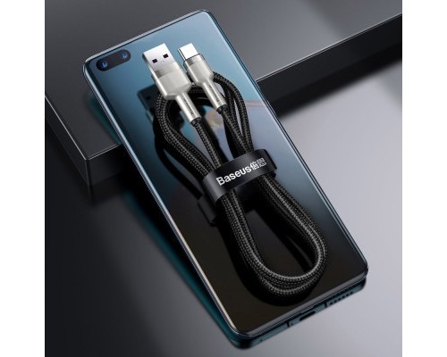 Дата кабель USB 3.1 AM to Type-C 0.25m CAKF 6.0A 66W Cafule Series Metal Data Cable Black Baseus (CAKF000001)
