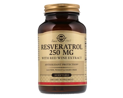 Антиоксидант Solgar Ресвератрол з Екстрактом Червоного Вина, 250мг, Resveratrol with (SOL-02484)