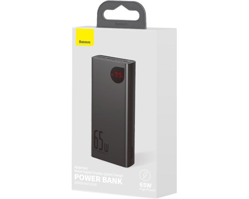 Батарея універсальна Baseus Adaman Metal 20000mAh, PD/65W, QC/3.0, +cable USB to Type-C (PPIMDA-D01 / P10021506112-01) 