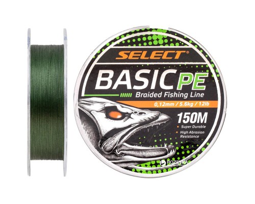 Шнур Select Basic PE 150m Dark Green 0.12mm 12lb/5.6kg (1870.18.22)