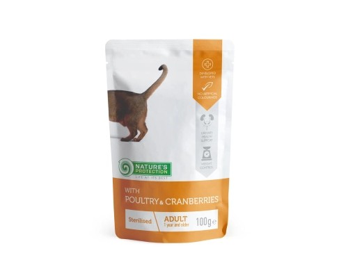 Вологий корм для кішок Nature's Protection Sterilised with Poultry and Cranberries 100 г (KIK45276)