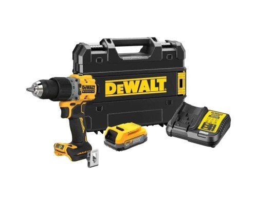 Шуруповерт DeWALT XR Li-Ion PowerStack 90 Нм, 18V 1x1.7Ah, кейс TSTAK (DCD805E1T)