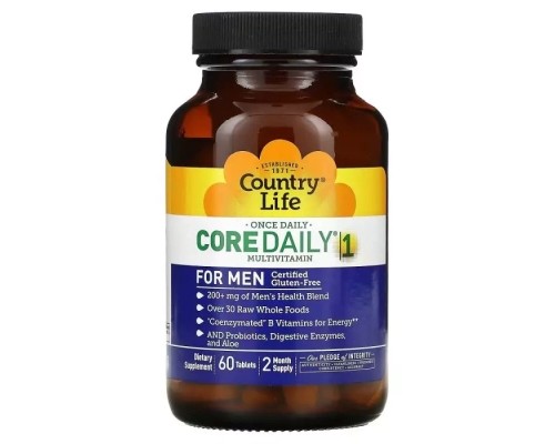 Мультивітамін Country Life Мультивітаміни для Чоловіків, Core Daily-1 for Men, 60 таблеток (CLF-08190)