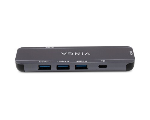 Концентратор Vinga USB-C 3.1 to HDMI+3xUSB3.0+PD100W+USB-C foldable cable (VHYC6FC)