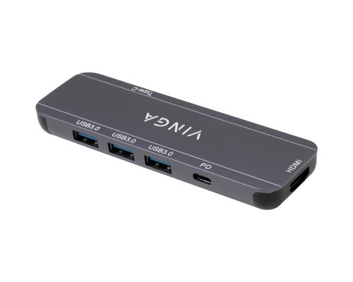 Концентратор Vinga USB-C 3.1 to HDMI+3xUSB3.0+PD100W+USB-C foldable cable (VHYC6FC)