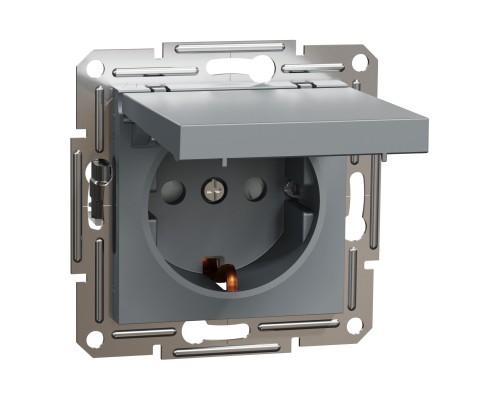 Розетка Schneider Electric ASFORA з кришкою, сталь (EPH3100162) Розетка Schneider Electric ASFORA з кришкою, сталь (EPH3100162)