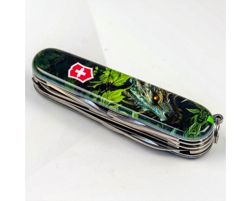 Ніж Victorinox Huntsman Zodiac 91 мм Зелений дерев'яний дракон (1.3713.3_Z3240p)