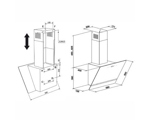 Витяжка кухонна Eleyus ULTRA 1200 LED 60 BL