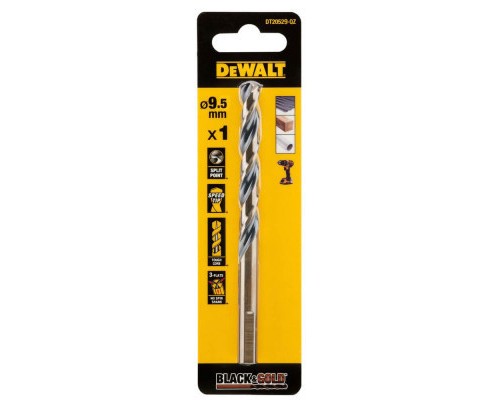 Свердло DeWALT по металу Black & Gold, HSS-G, 9.5 х 125 х 81 мм (DT20529)