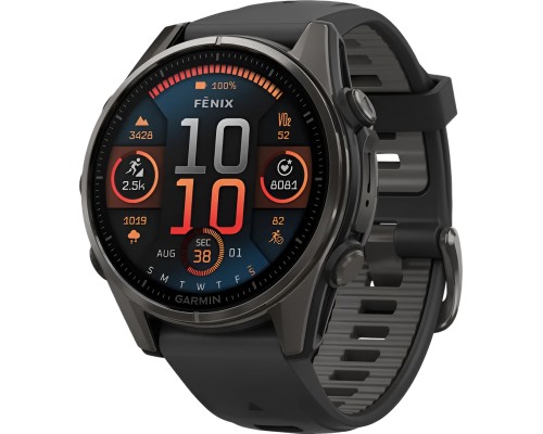 Смарт-годинник Garmin fenix 8 43mm, AMOLED, Saph, CrbnGry Ti/Blk, Blk/PebblGryBnd, (010-02903-21)