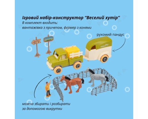 Ігровий набір Otamanko Веселий хутір (вантажівка з причепом для коней, фермер із кіньми) (8808)