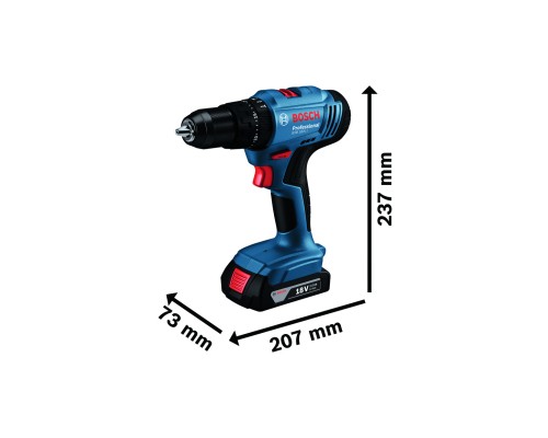 Шуруповерт Bosch GSB 183-LI 18V, 2х2Ah, 21-56Нм, 374-1815 об/хв, кейс, 1.2кг (0.601.9K9.100)