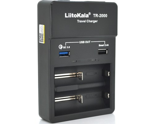 Зарядний пристрій для акумуляторів Liitokala 2 Slots, USB1/QC/3.0, USB2/2.4A, NiMHC(R14)/SC/AA/AAA/17670, Li-ion10440...26650 (Lii-TR2000)