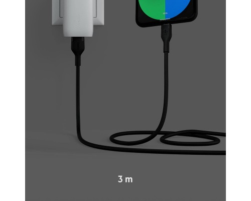 Дата кабель USB 2.0 AM to Type-C 3.0m 15W Black Belkin (CAB008BT3MBK)
