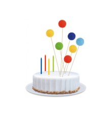 Свічка Maxi 4 шт. 7 топерів з помпонами на торт (MX642226)