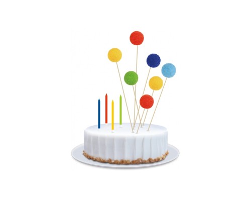 Свічка Maxi 4 шт. 7 топерів з помпонами на торт (MX642226)