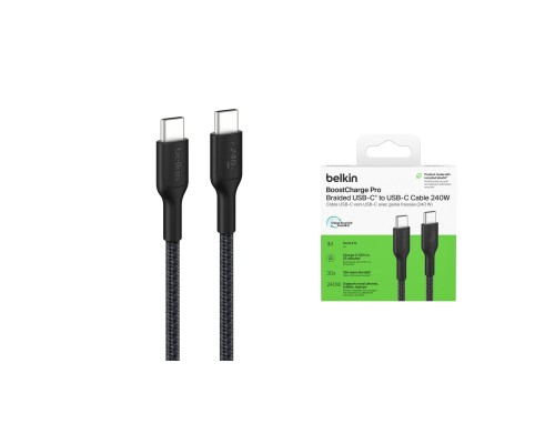 Дата кабель USB-C to USB-C 1.0m 240W black Belkin (CAB025HQ1MBK)