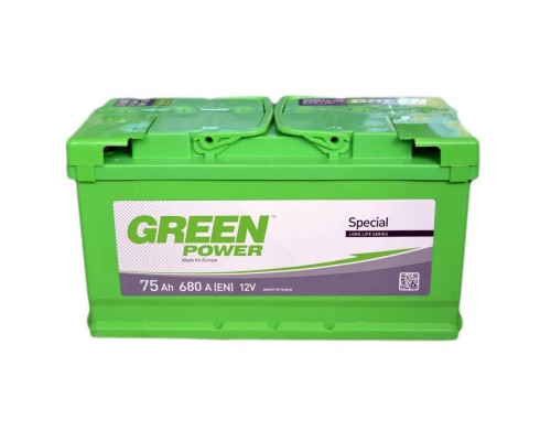 Акумулятор автомобільний GREEN POWER Standart 75Ah (+/-) (680EN)