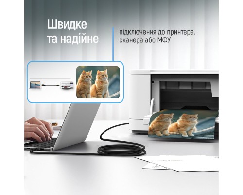 Кабель для принтера USB 2.0 AM/BM 2.0m black ColorWay (CW-CBUB072-BK)