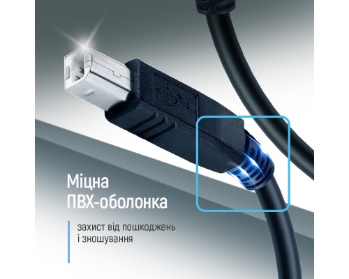 Кабель для принтера USB 2.0 AM/BM 2.0m black ColorWay (CW-CBUB072-BK)
