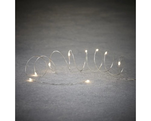 Гірлянда Luca Lighting струна, 1 м, класична біла, 10 LED 2xCR2032, таймер (8720362037095)