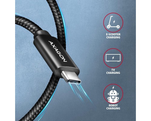 Дата кабель USB-C to USB-C 1.0m USB 2.0 PD 240W 5A black AXAGON (BUCM2-CM10AB)