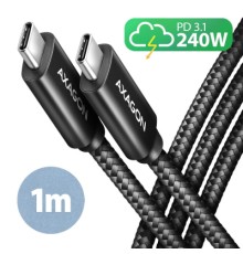 Дата кабель USB-C to USB-C 1.0m USB 2.0 PD 240W 5A black AXAGON (BUCM2-CM10AB)