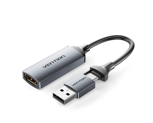 Перехідник HDMI-A to USB-C/USB-A Video Capture Card 0.1M Gray VENTION (ACWHA)