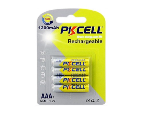 Акумулятор AAA R03 1200mAh 1.2V NiMH Rechargeable Battery, 4шт/бл PkCell (PC/AAA1200-4B)