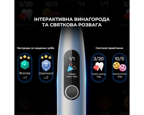 Електрична зубна щітка Oclean X Plus Pro Digital Silver (6970810556179)